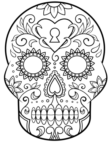 Day Of The Dead Sugar Skull Coloring Page